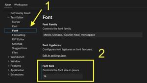 How to change font size in VS Code