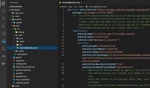 Where is the AndroidManifest.xml file in a Flutter project